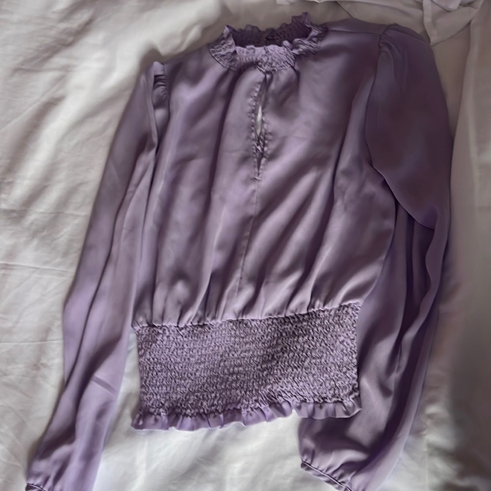 Purple long sleeves top with ribbed waist